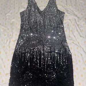 Elegant Black and Silver Sequin Dress